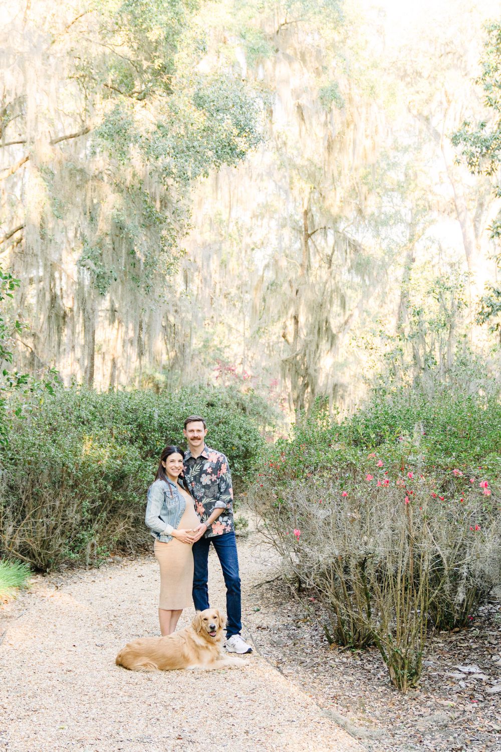 Deidra and Ryan's maternity session at Wesley Gardens on St. Simons Island with Lindy Rebro Photo in the Spring with Azaleas
