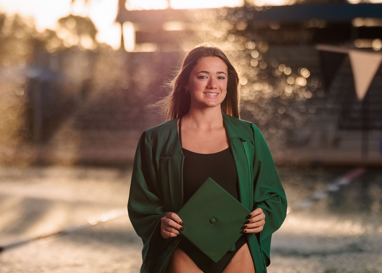 Tucson, AZ Ford Aquatics senior swim photo session at Hildenbrand pool