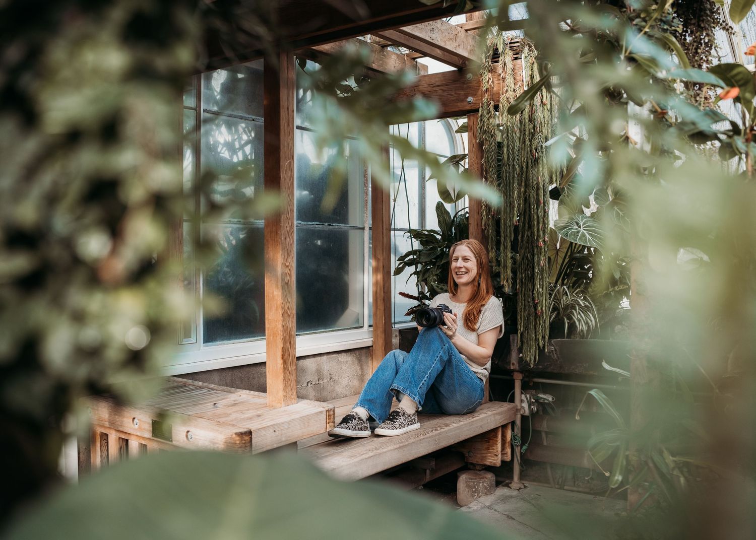 A series of romantic outdoor engagement photos showing a couple sitting and embracing on a rustic wooden porch.