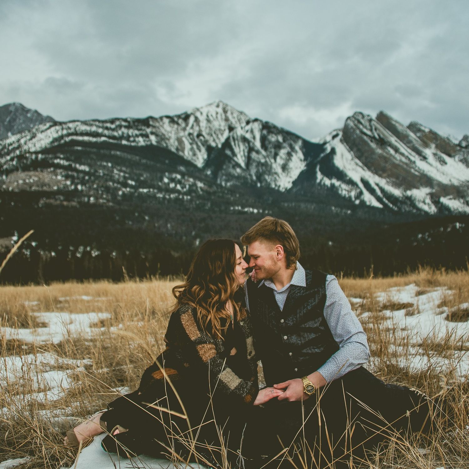 Jasper Winter Rocky Mountain Engagement Photography