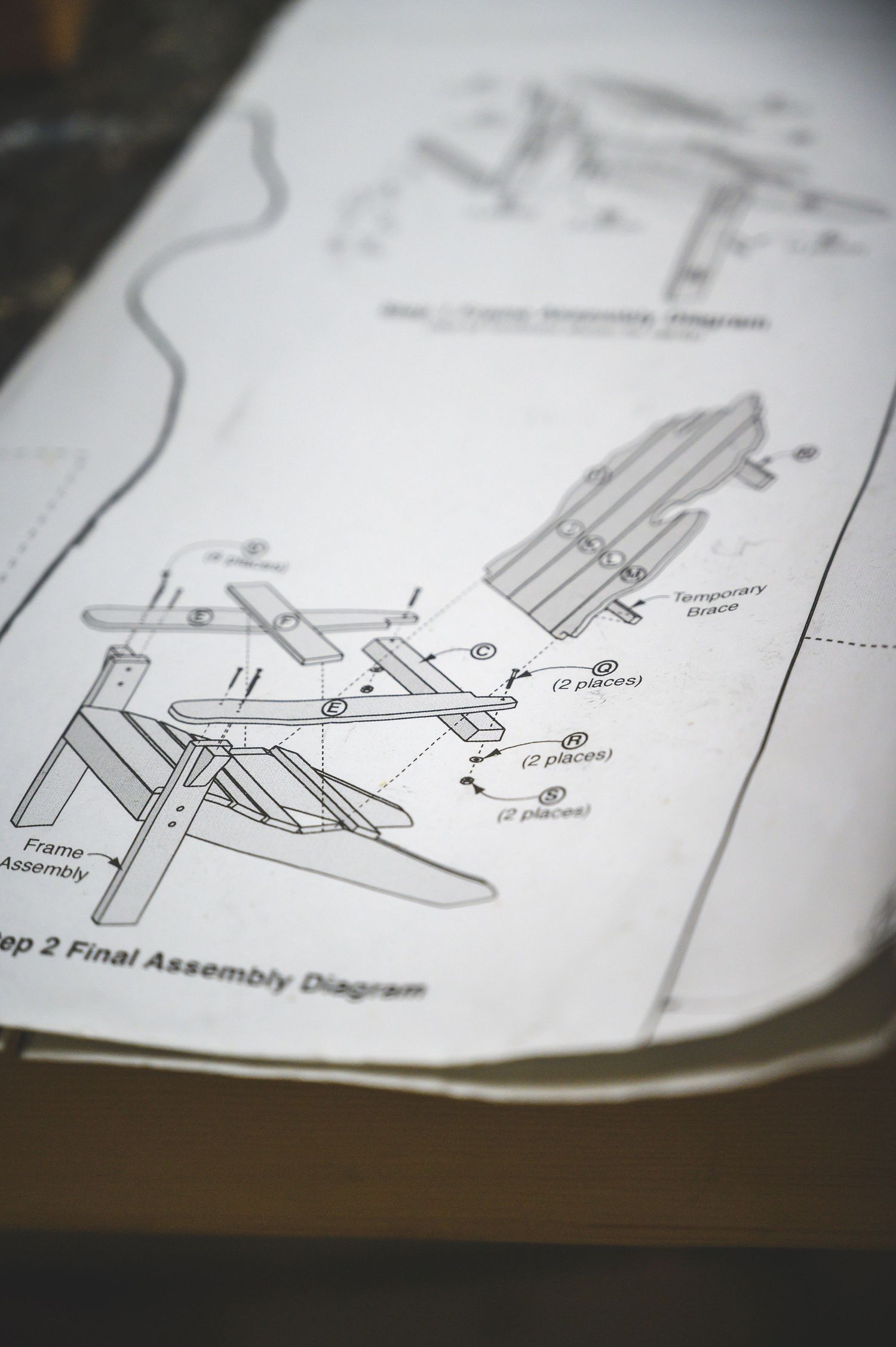 Technical assembly diagrams showing step-by-step instructions for constructing a model airplane spread across multiple pages.
