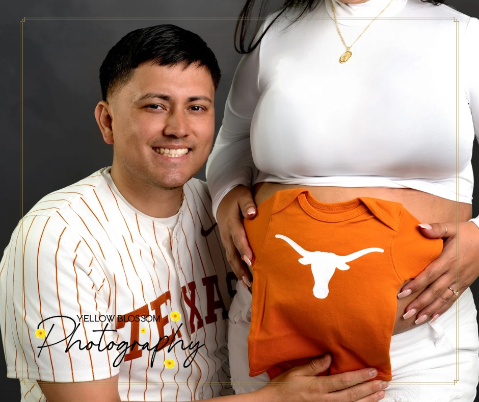 A series of connected images showing orange and white Texas Longhorns athletic apparel and team merchandise.