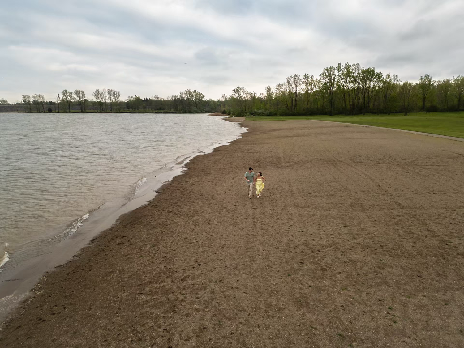 Alum Creek Beach Engagement drone Photos