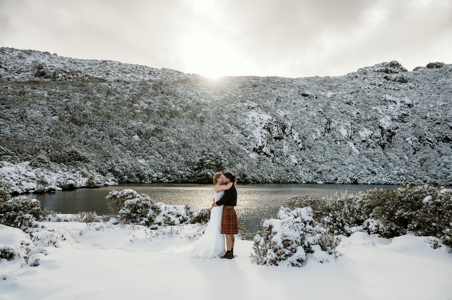 snowy mountain adventure elopement at Hartz National Park, Tasmania by Joss Jensen Photography