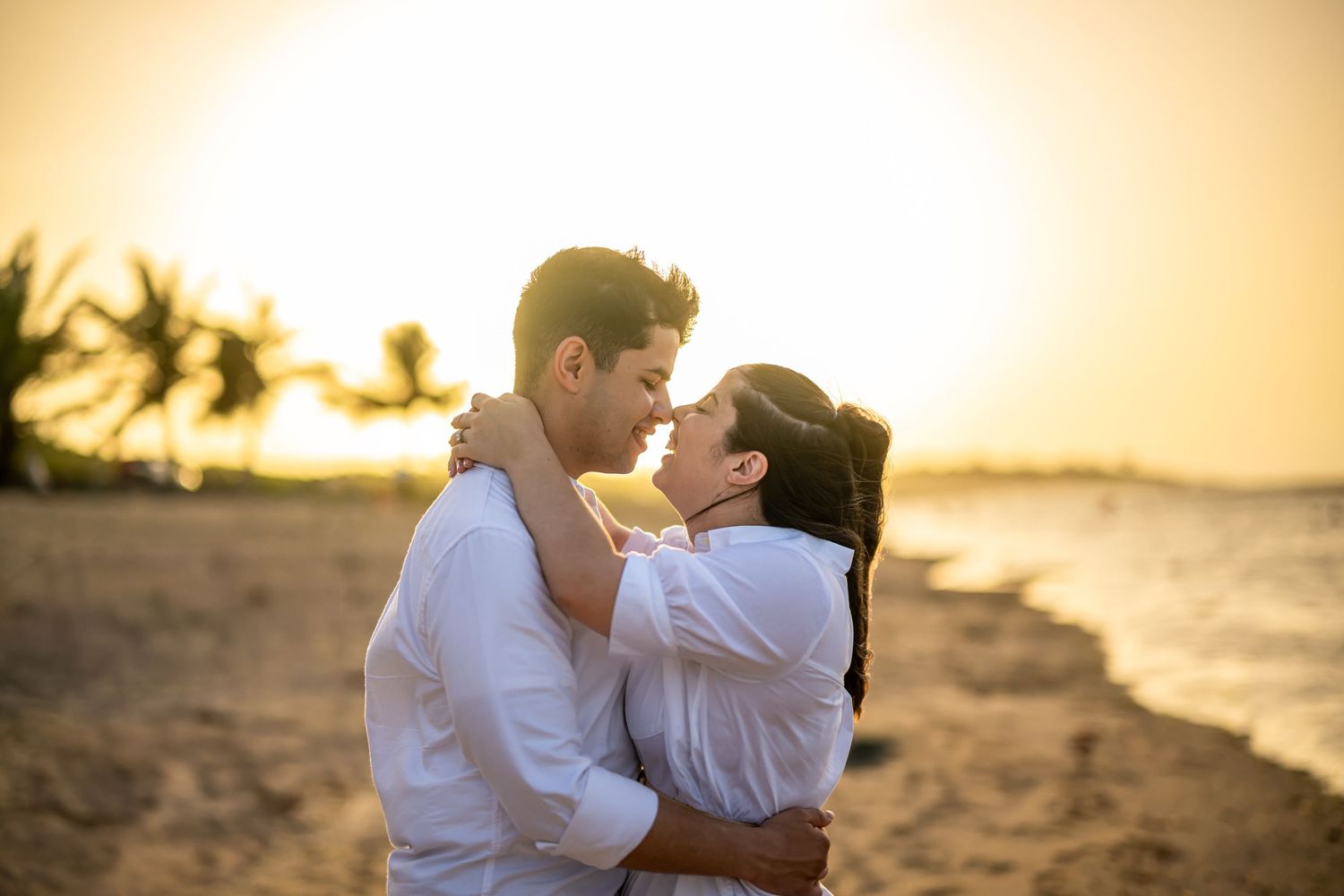 Romantic sunset moment captured on a tropical beach.