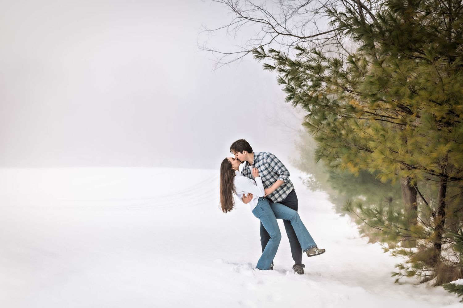 Snow Winter Engagement Session in Kewaskum, WI, West Bend Engagement and Wedding Photographer