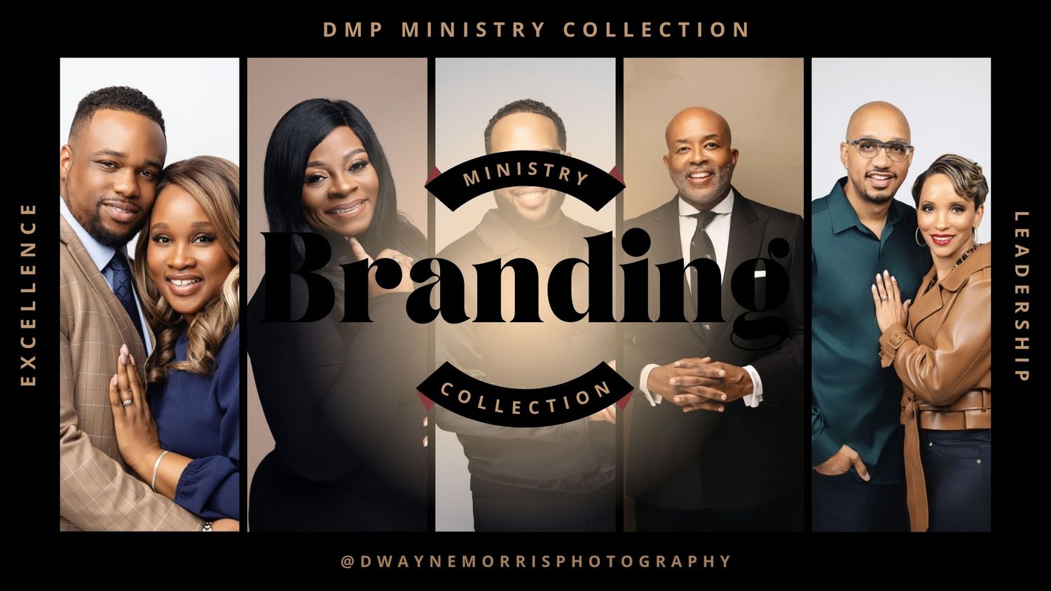 Professional brand collection photo featuring four couples in formal attire.
