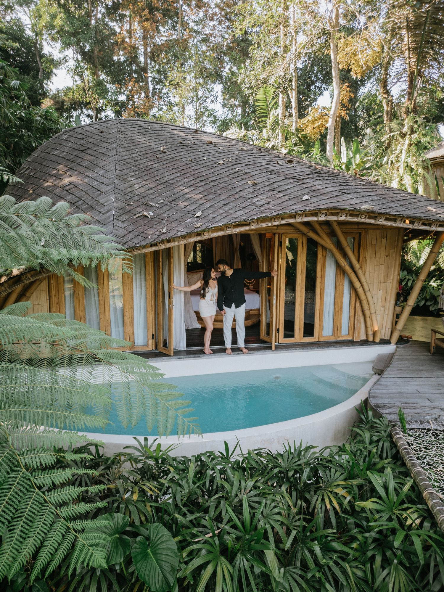 Couple drone photography at Bambootel Bali.