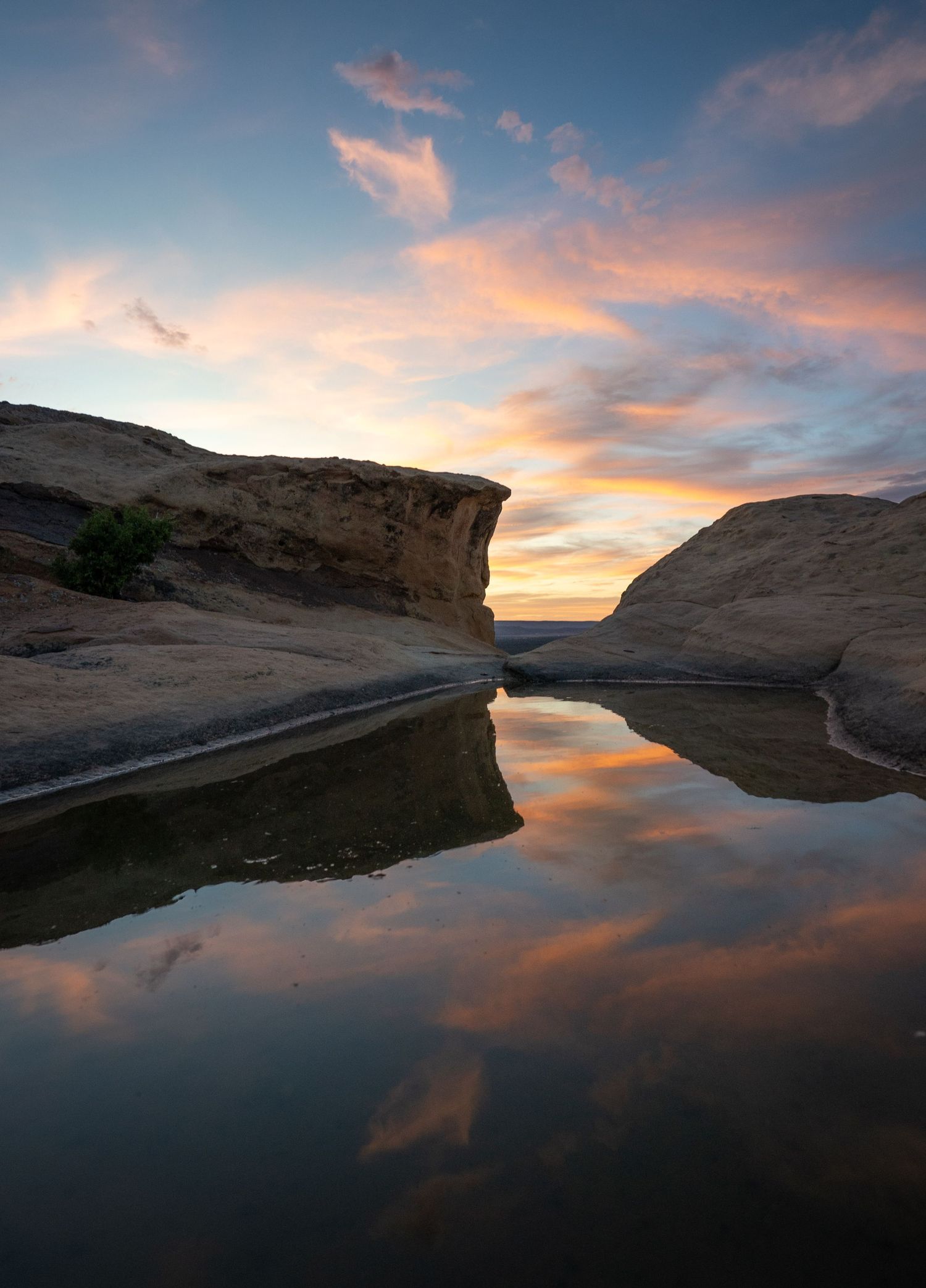 Sunset reflection at El Malpais National Monument, New Mexico.