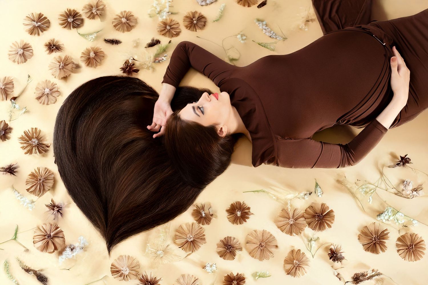 Maternity photoshoot Dubai featuring mother-to-be in studio