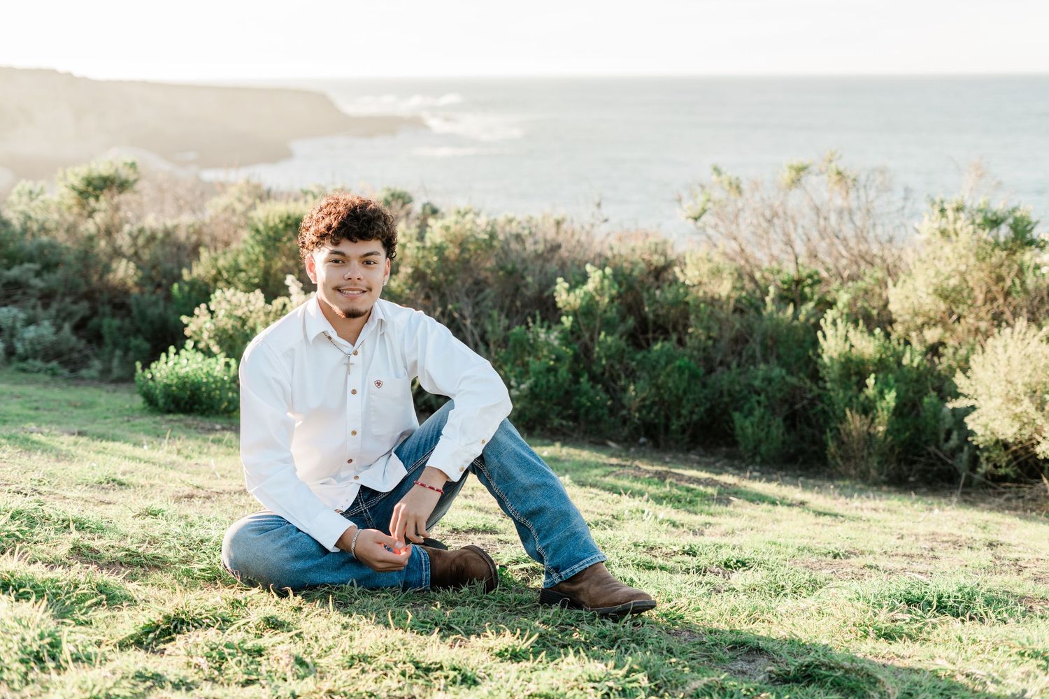 senior session for SLO High senior guy in Montana de Oro. coastline in the background