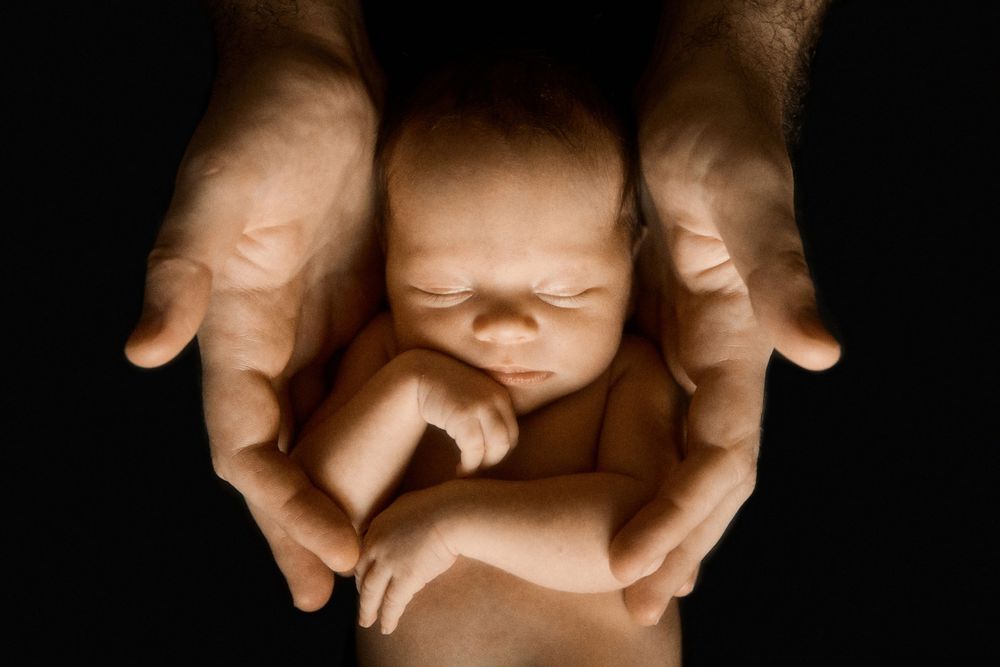Newborn baby close up portrait
