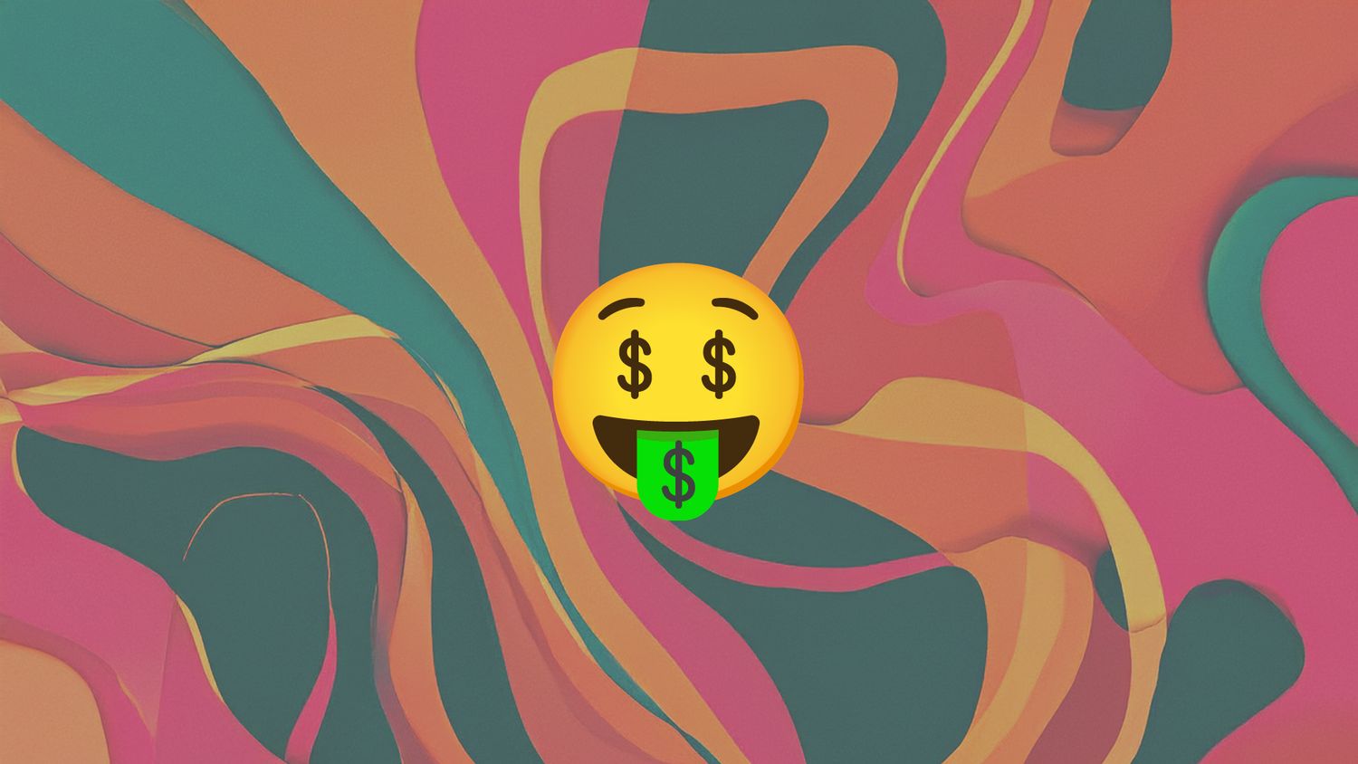 Abstract swirling pattern in vibrant rainbow colors with yellow accents creates a mesmerizing psychedelic design.