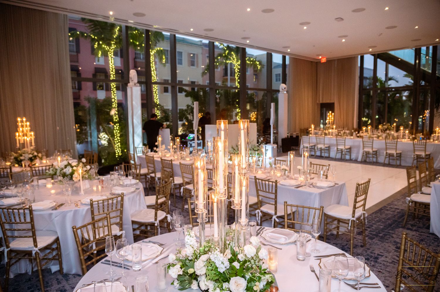 Beautiful wedding decor in a wedding reception venue captured by luxury wedding photographers in Florida.
