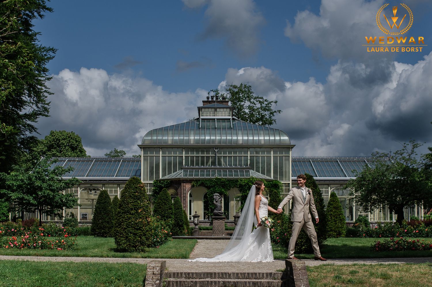 christelijke trouwfotografie bij de wintertuin in Baarn