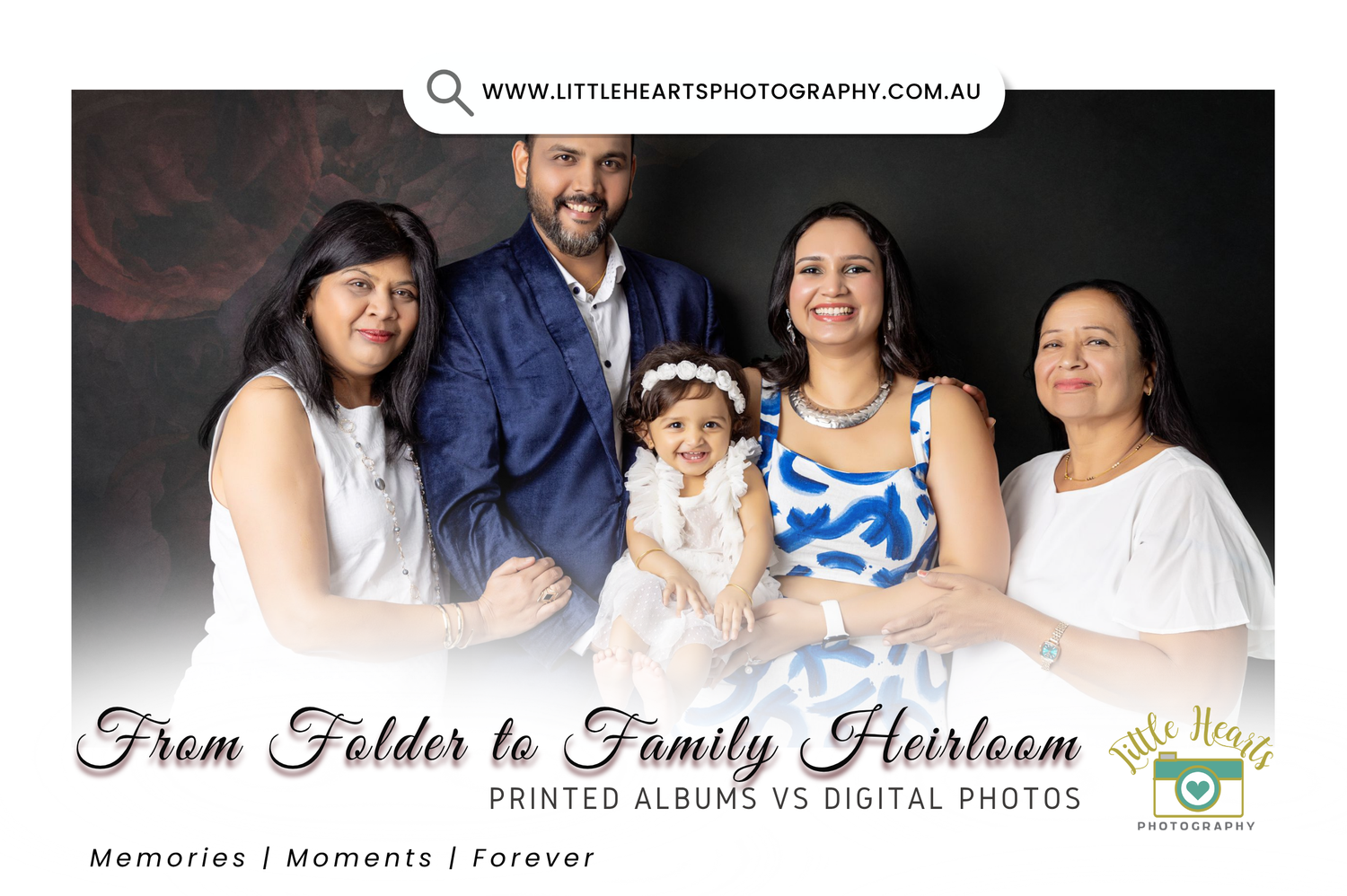 Vintage-style photography banner showing camera logo and film strip for creative seasonal photoshoots in Sydney.