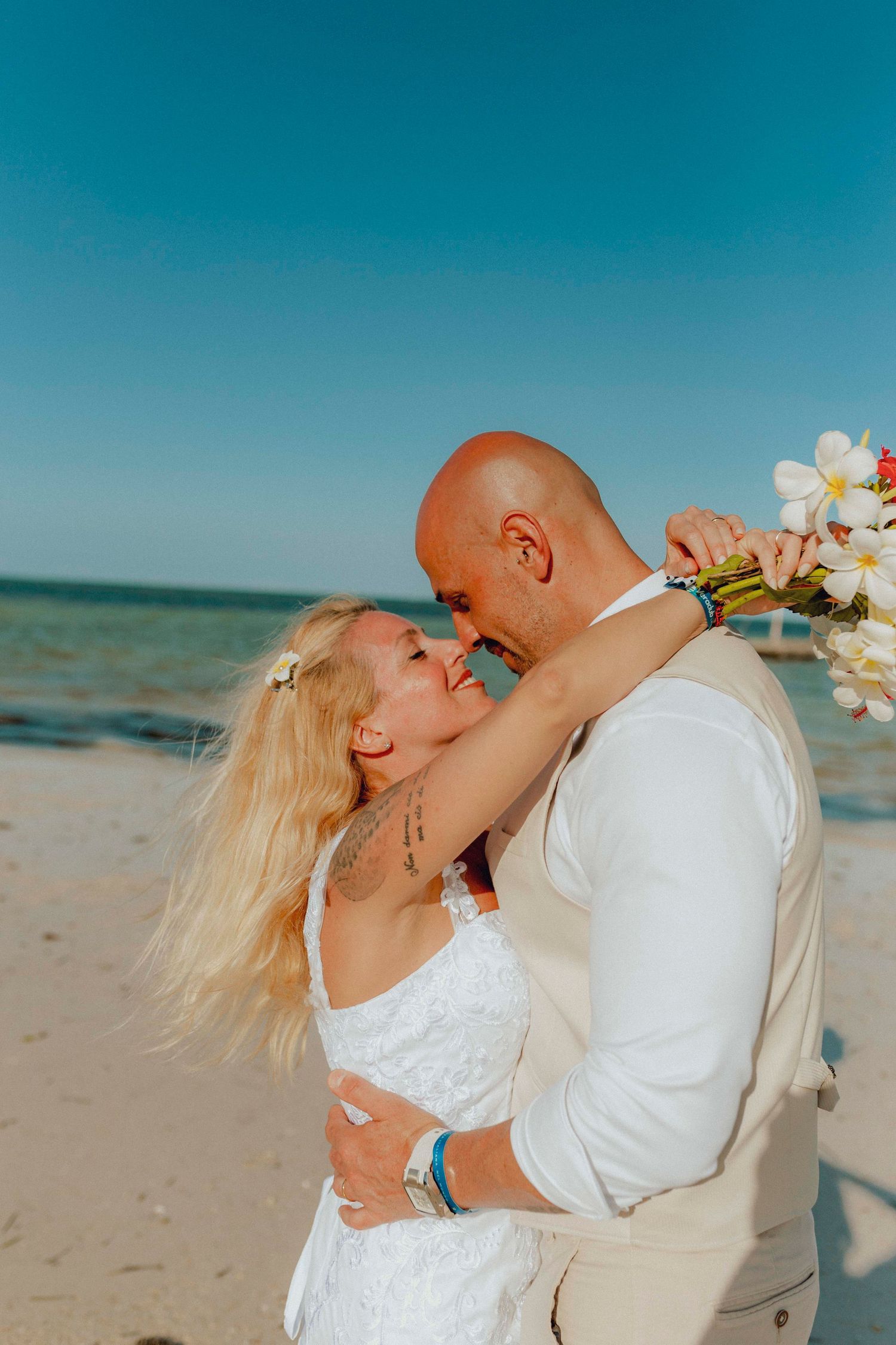 Happy couple wedding portraits Zanzibar
