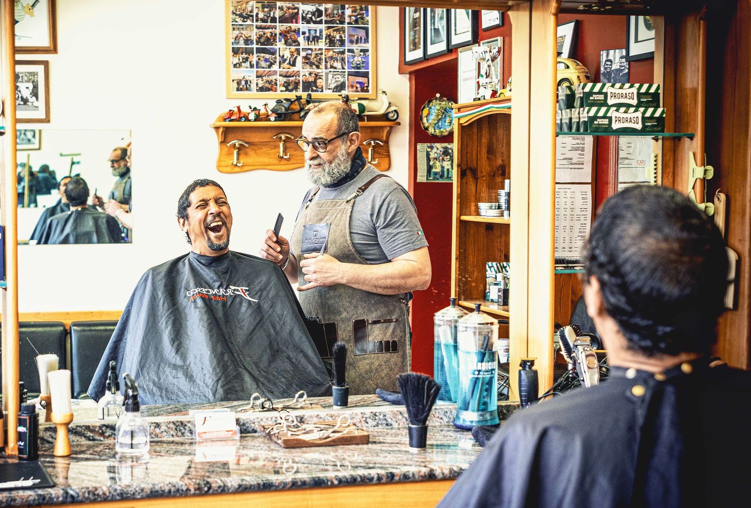 Documentary portrait of a barbershop on Norwich Road, Ipswich, Suffolk.