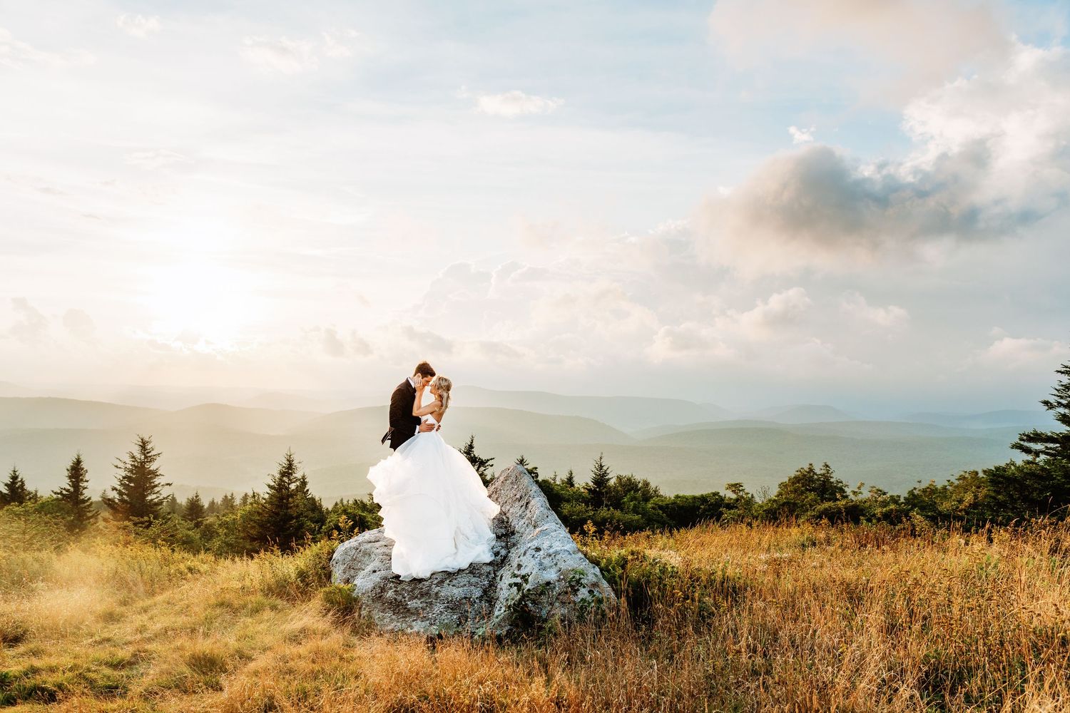 Bride and Groom Elopement in the meadow at Spruce Knob in West Virginia
