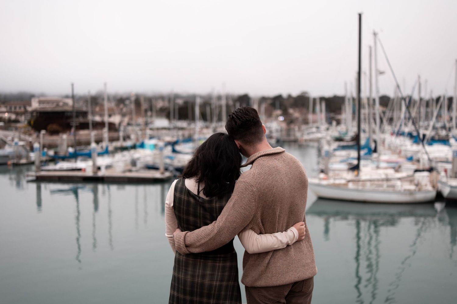 alvarado street downtown monterey wharf barns at cooper molera beach city engagement session jelau photography vietnamese wedding dress