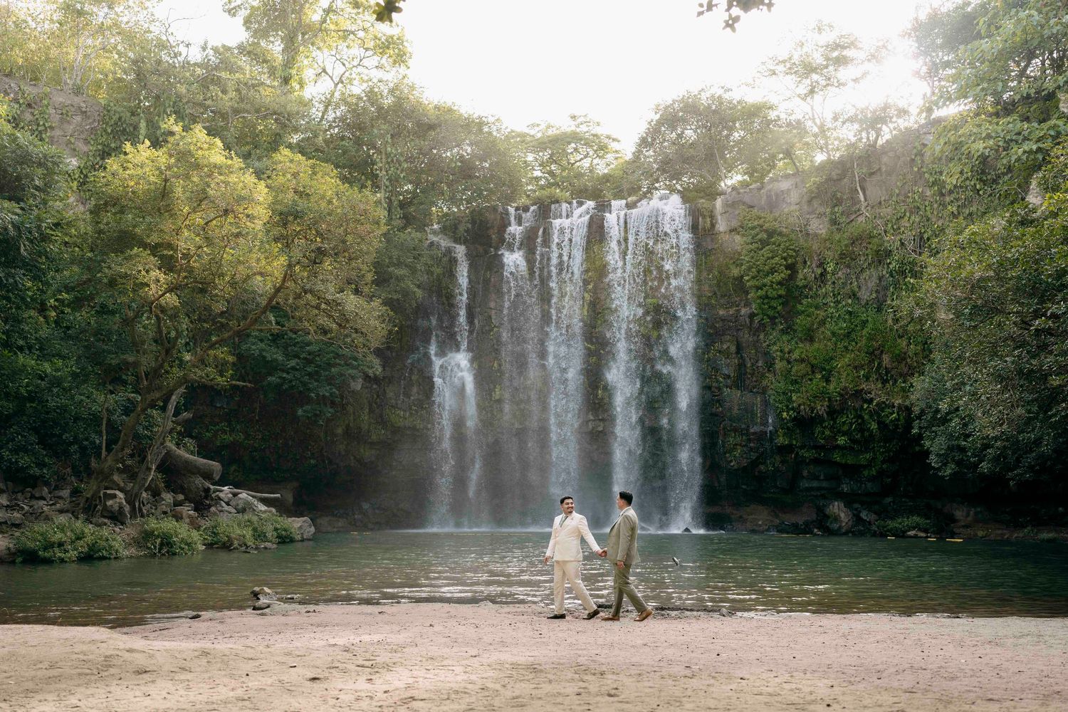 A wonderful same sex elopement in a waterfall in Costa Rica Guanacaste