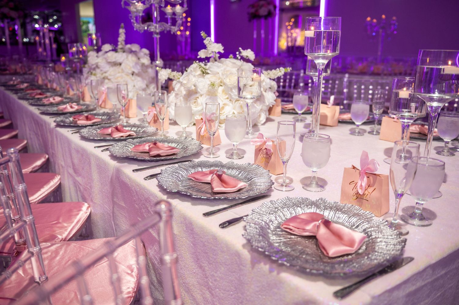 Sirene reception setting, photographed by luxury wedding photographers in Florida.