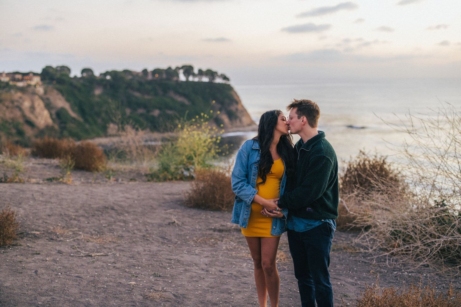 A Palos Verdes surprise proposal at sunset overlooking the California coast
