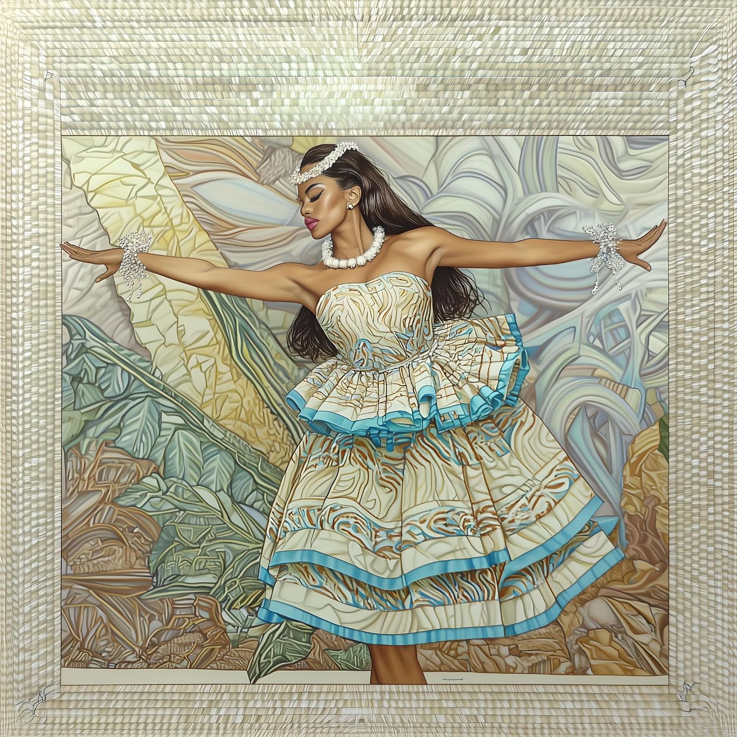 stylized Hawaiian hula girl