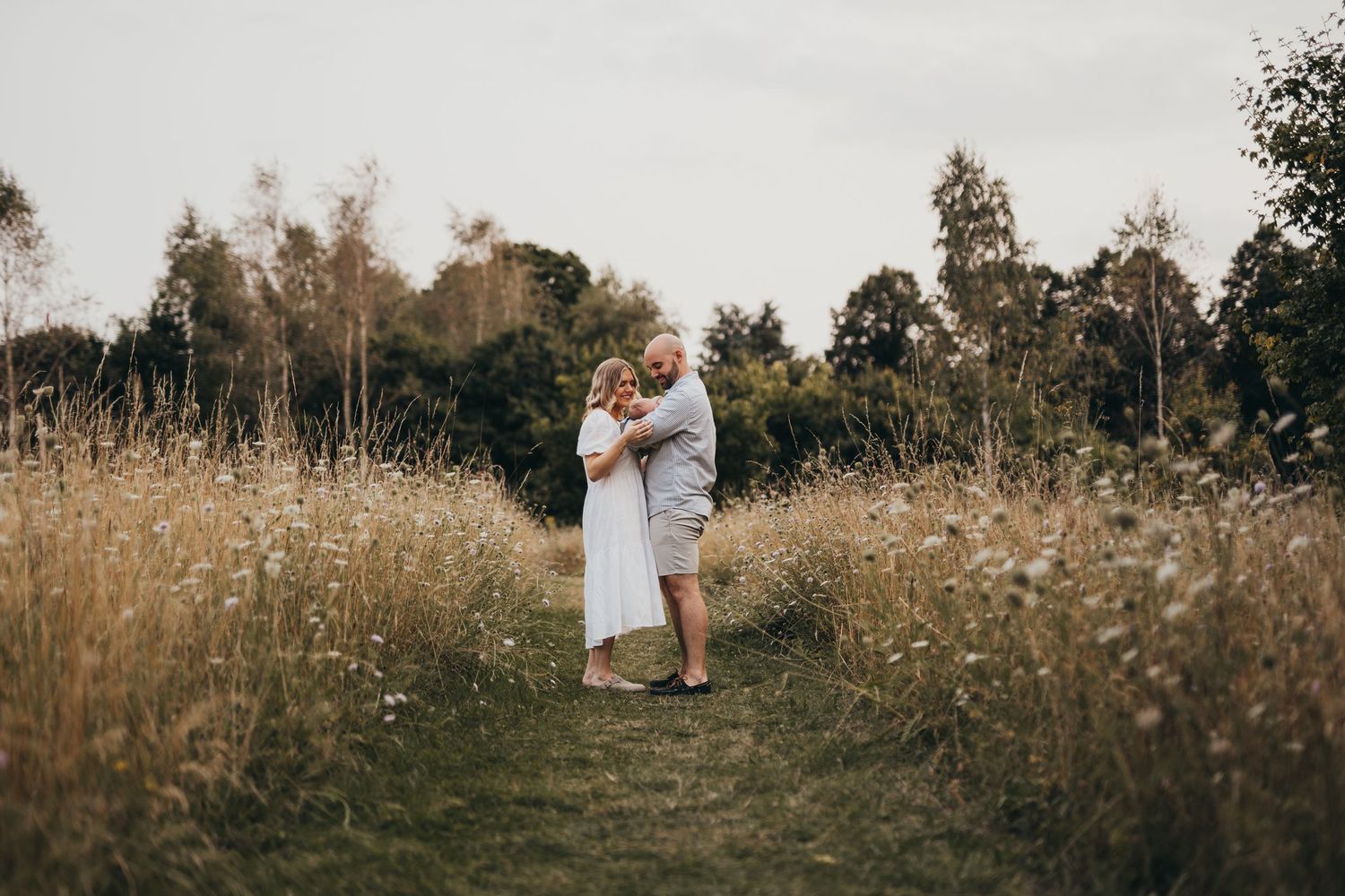 Newborn Photo Shoot in Flower Meadow near the Cotswolds