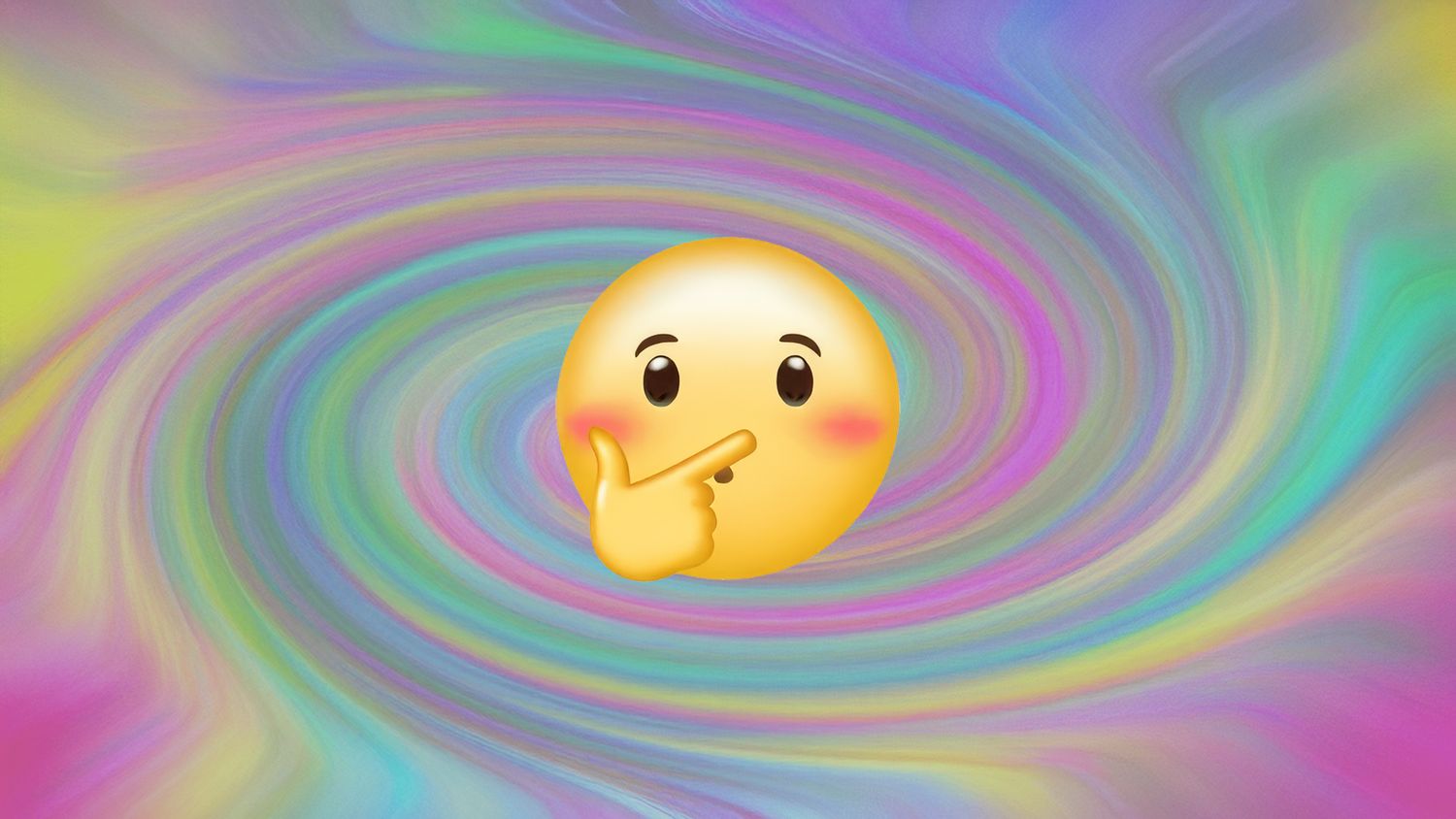 Abstract swirling pattern in vibrant rainbow colors with yellow accents creates a mesmerizing psychedelic design.