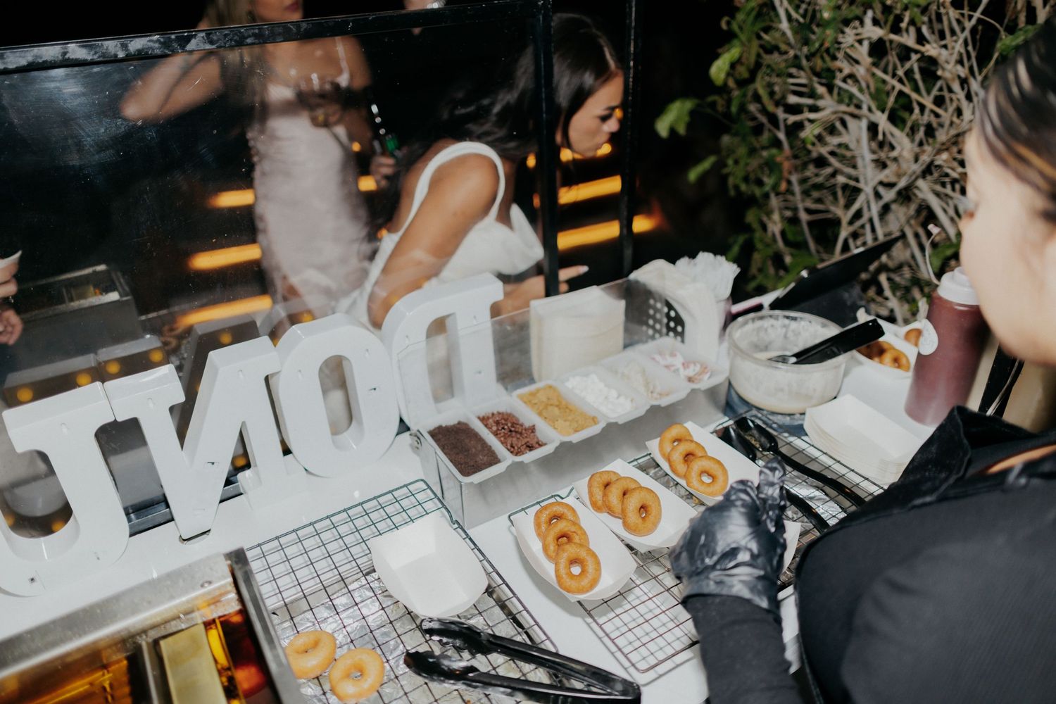 A variety of delicious baked goods and pastries displayed on a banquet table at a catering event.