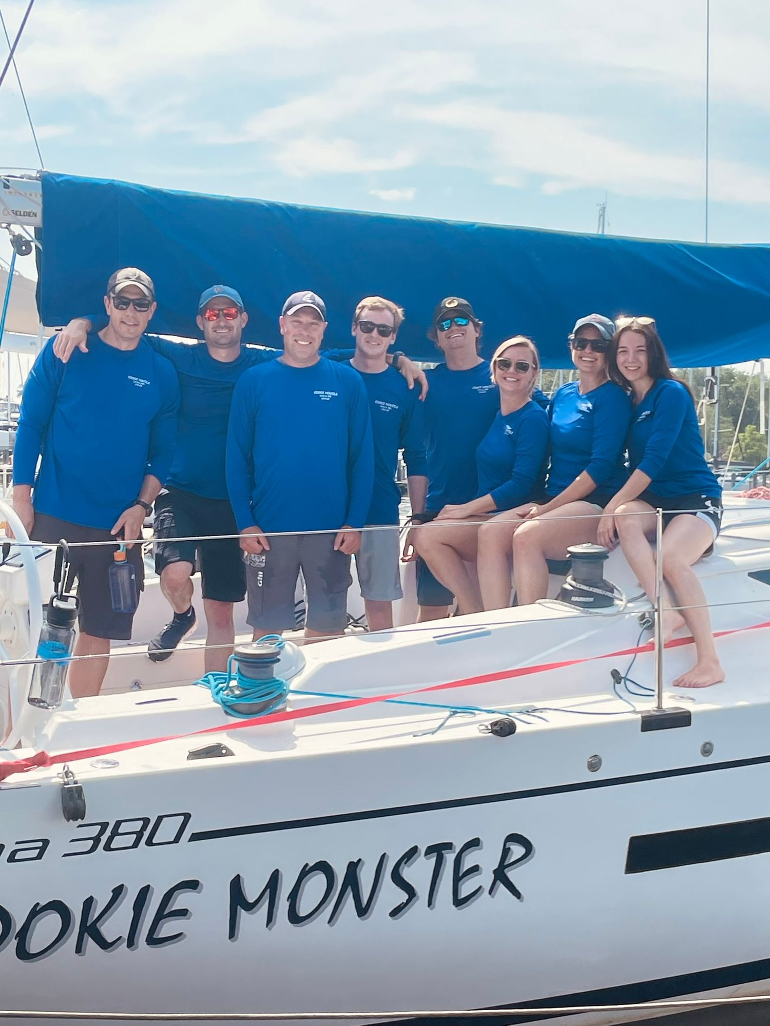 Adventure photographer Athena and team before they race in the Annapolis to Newport race.