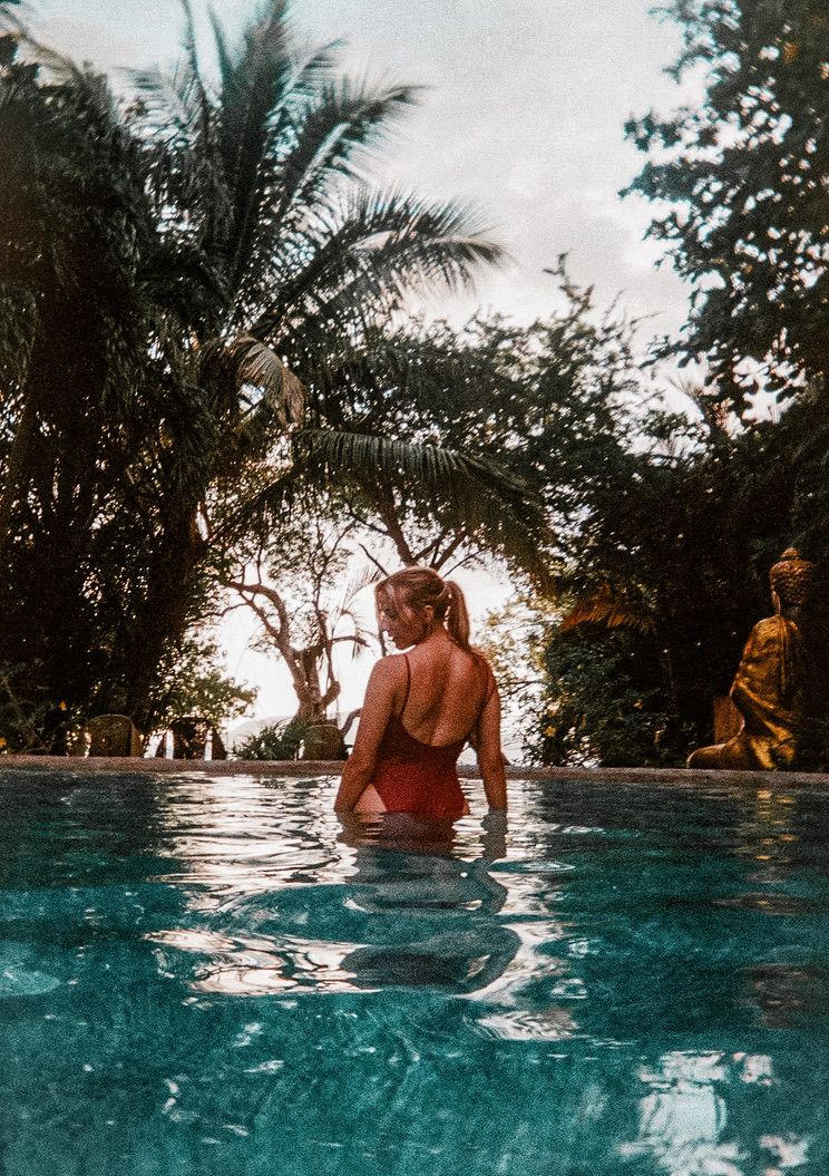 Athena Arnold travel photographer in Costa Rica at a resort on 35mm film.