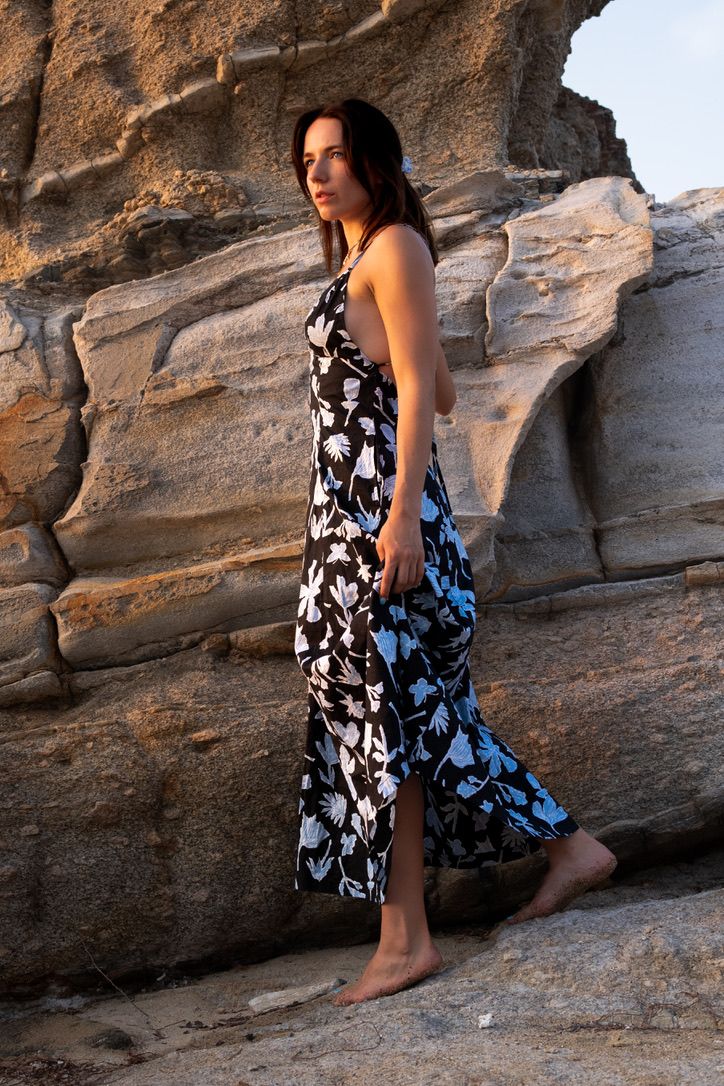 Athena Arnold brand and travel photographer for beachside dress photoshoot.