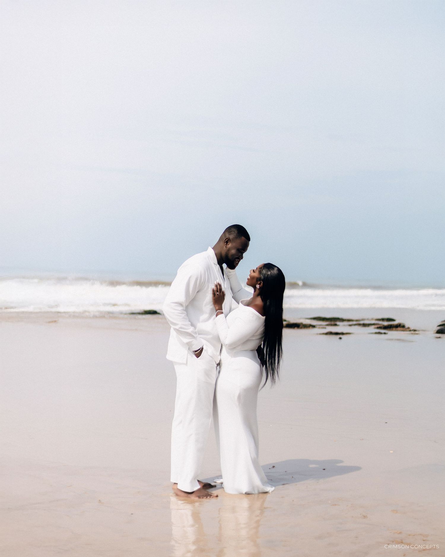 Elegant pre-wedding portrait session capturing authentic connection