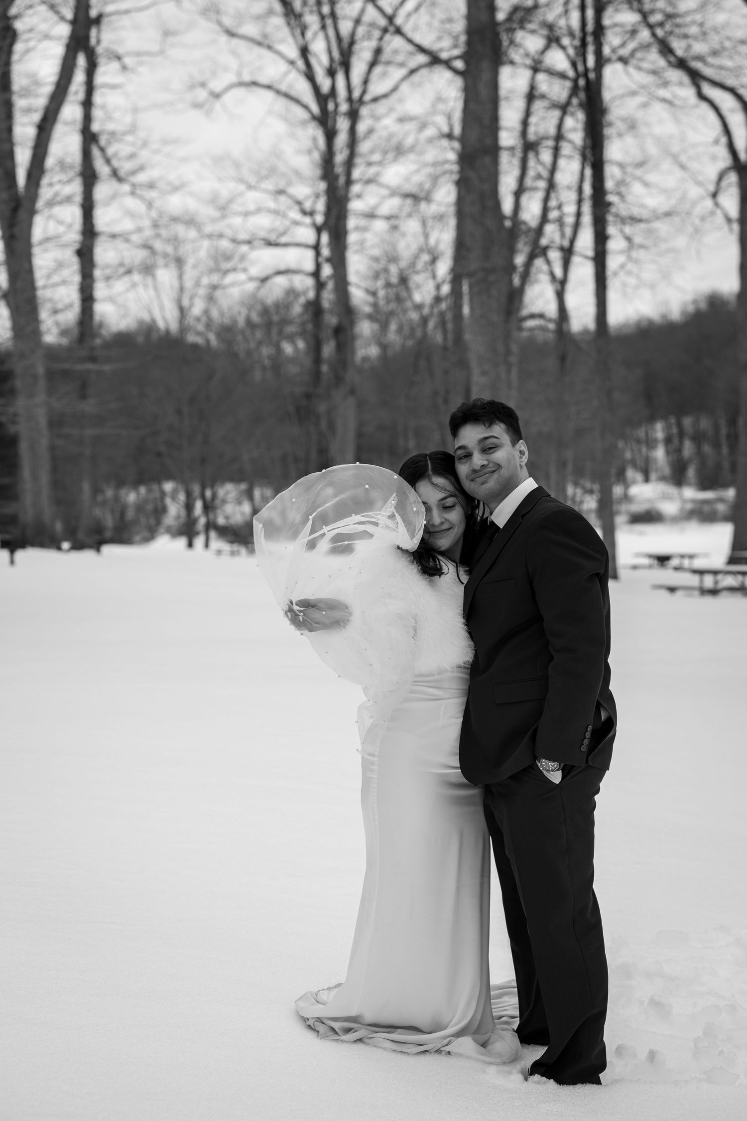 Film Wedding Photography | Winter Elopement in Redding, Connecticut. Intimate Wedding Portraits.  Artistic wedding portraits.