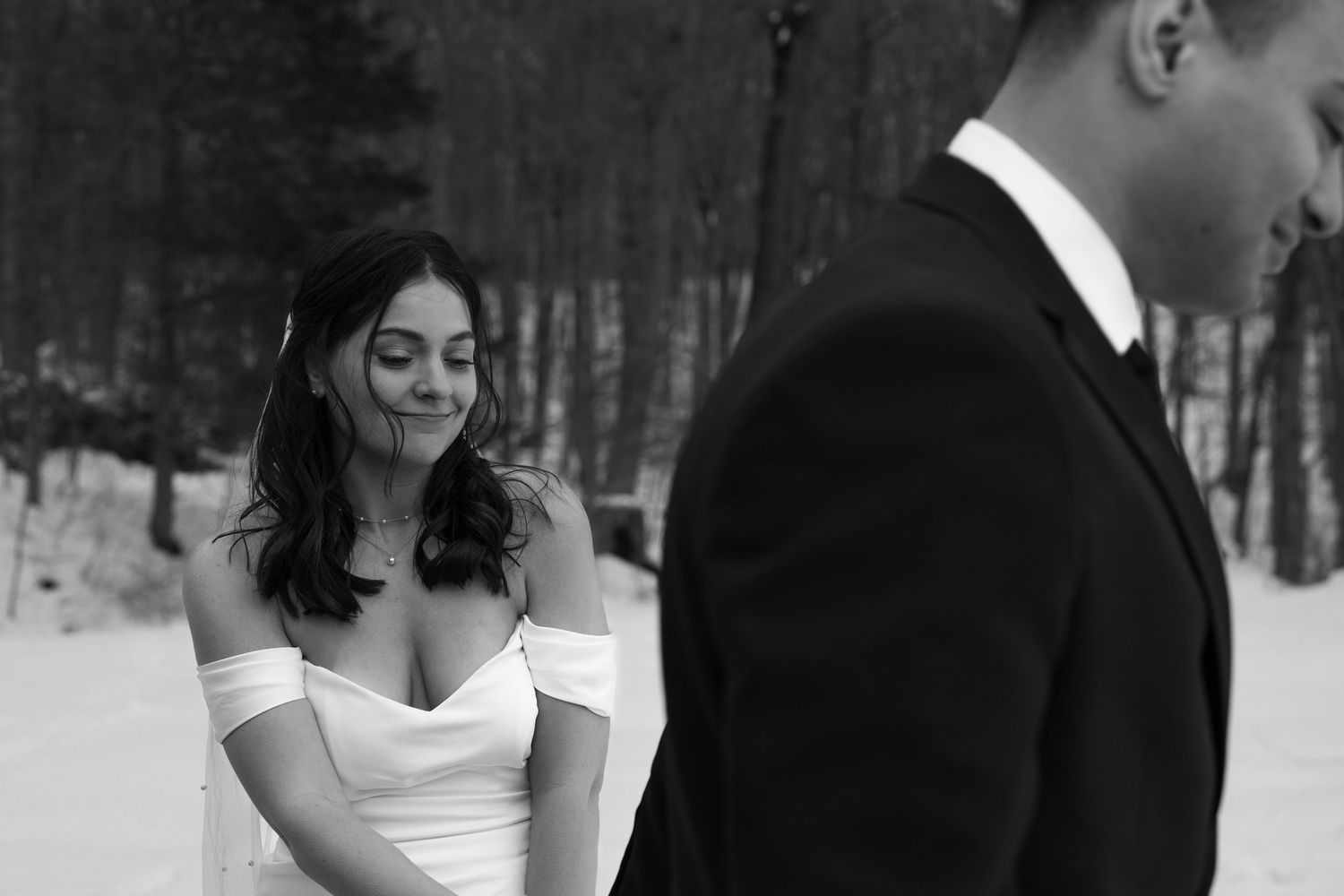 Film Wedding Photography | Winter Elopement in Redding, Connecticut. Intimate Wedding Portraits.  Artistic wedding portraits.