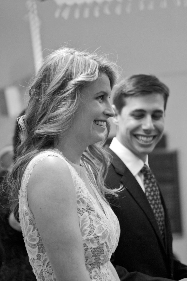 Black and white photo sequence showing a couple sharing joyful moments at a formal event.