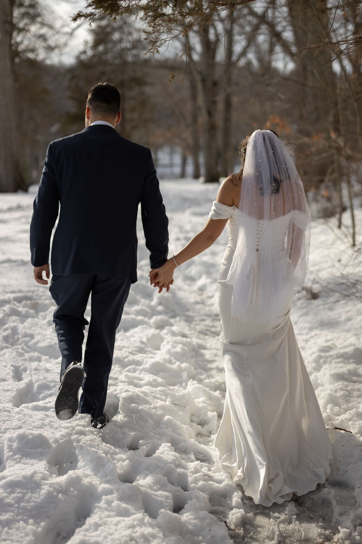 Film Wedding Photography | Winter Elopement in Redding, Connecticut. Intimate Wedding Portraits.  Artistic wedding portraits.