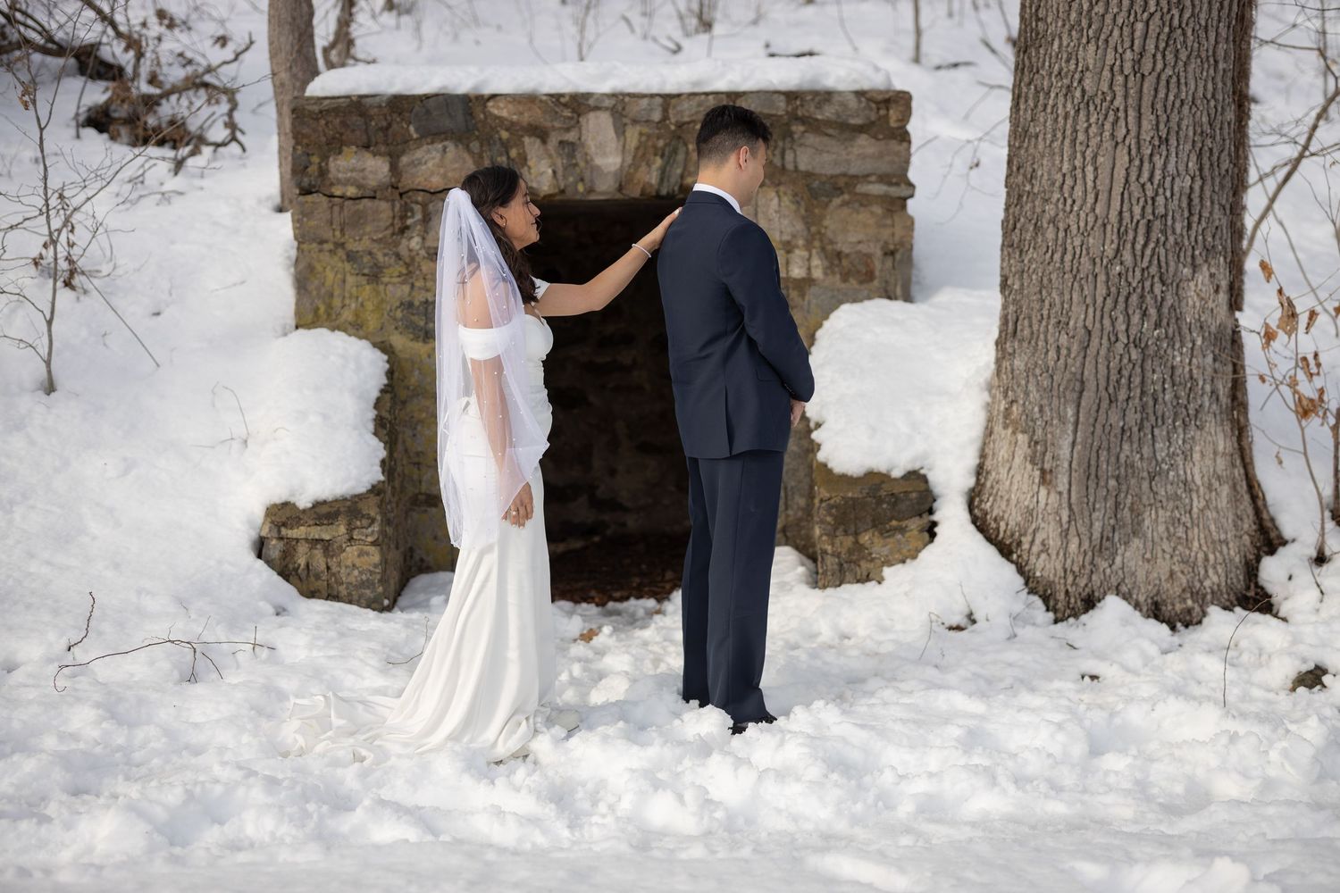 Film Wedding Photography | Winter Elopement in Redding, Connecticut. Intimate Wedding Portraits.  Artistic wedding portraits.  First look.