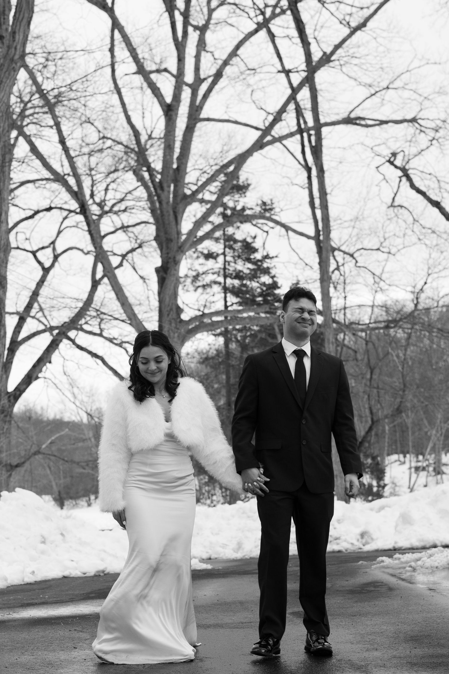 Film Wedding Photography | Winter Elopement in Redding, Connecticut. Intimate Wedding Portraits.  Artistic wedding portraits.