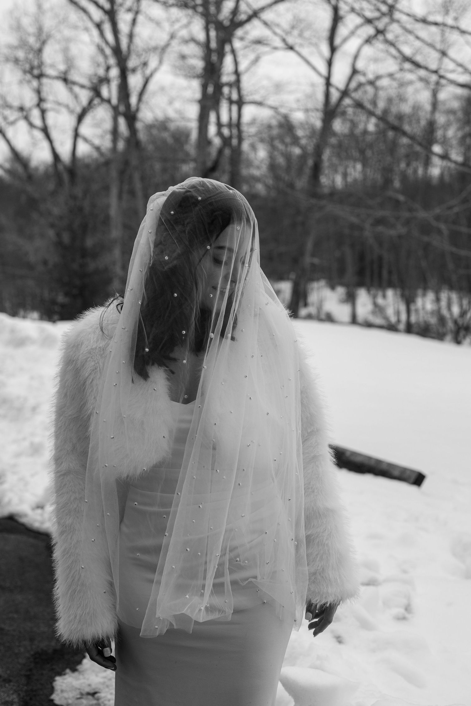 Film Wedding Photography | Winter Elopement in Redding, Connecticut. Intimate Wedding Portraits.  Artistic wedding portraits.