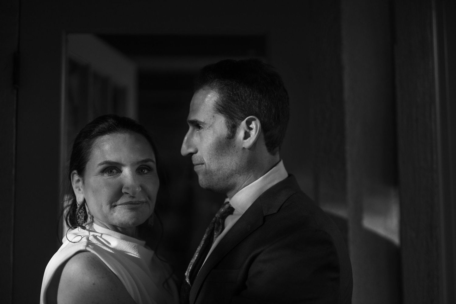 Quiet elopement moment between couple outdoors in New England.