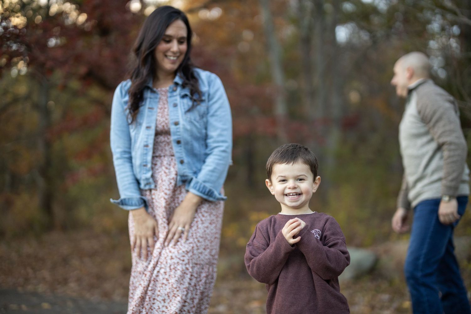 Candid Family Portrait Taken at Twin Brooks Park in Trumbull Connecticut. Non Awkward, Not Stiff portrait. Not Posed.