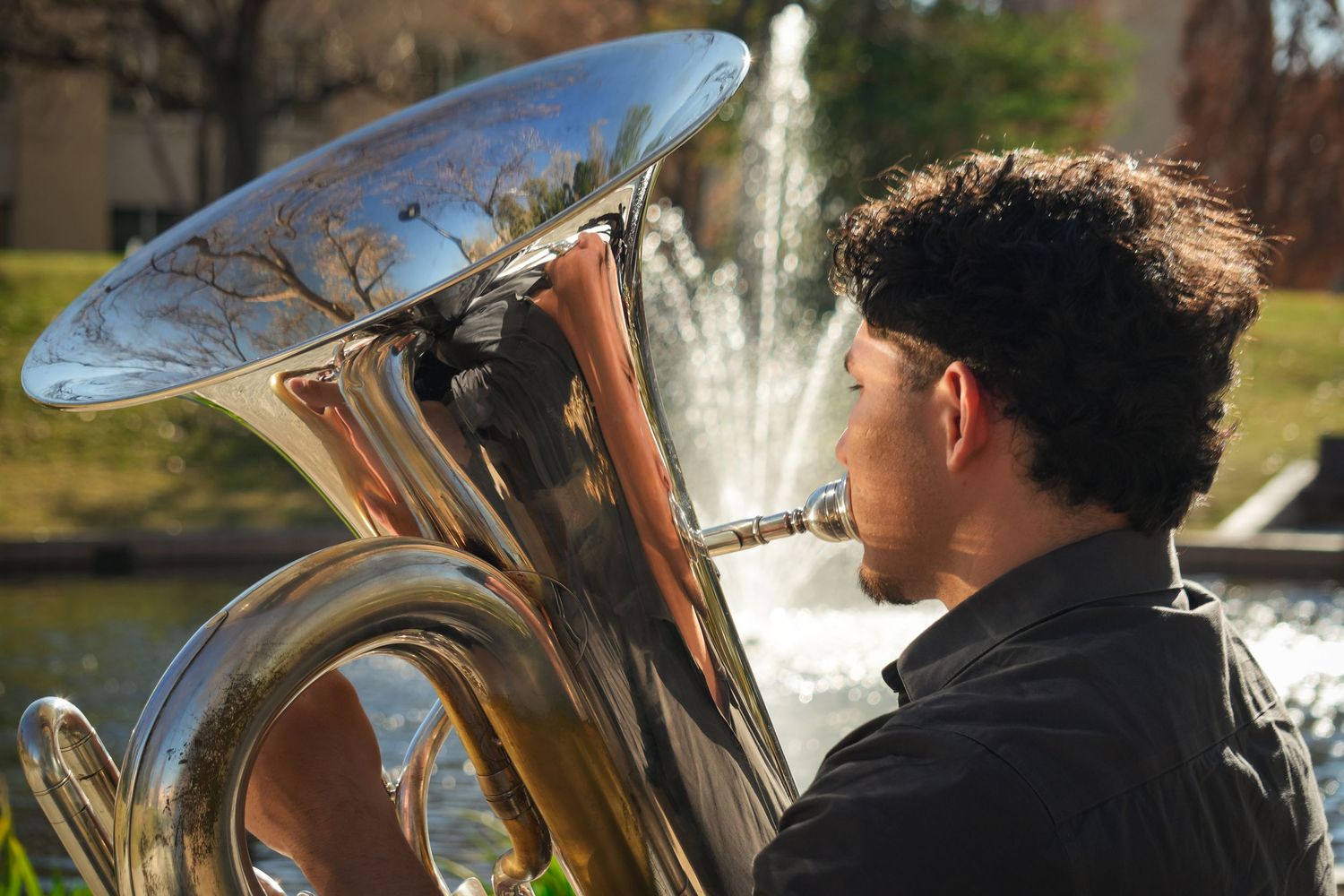 man playing tuba
