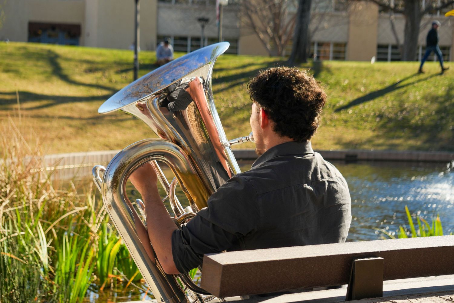 man playing tuba