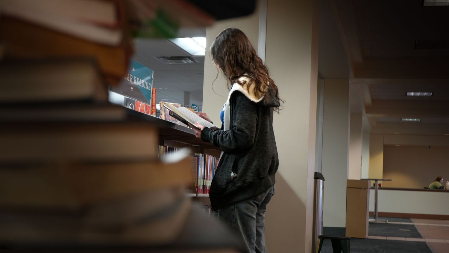 a girl reading books