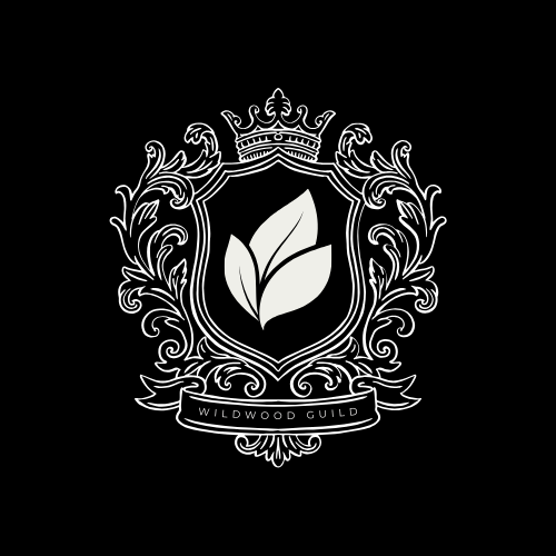 Elegant black and white decorative crown logo designs with flourishes and leaf motifs in vintage heraldic style.