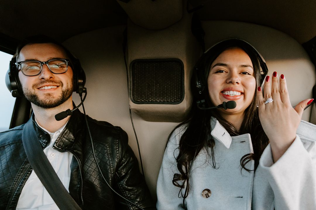 Candid shots inside a car showing joyful expressions and laughter shared between two people.