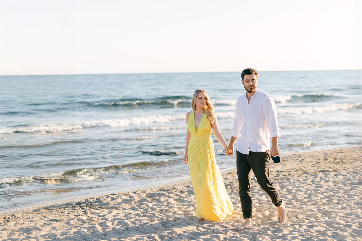 Engagement session outfit ideas in Athens, coordinated neutral palette and timeless style.